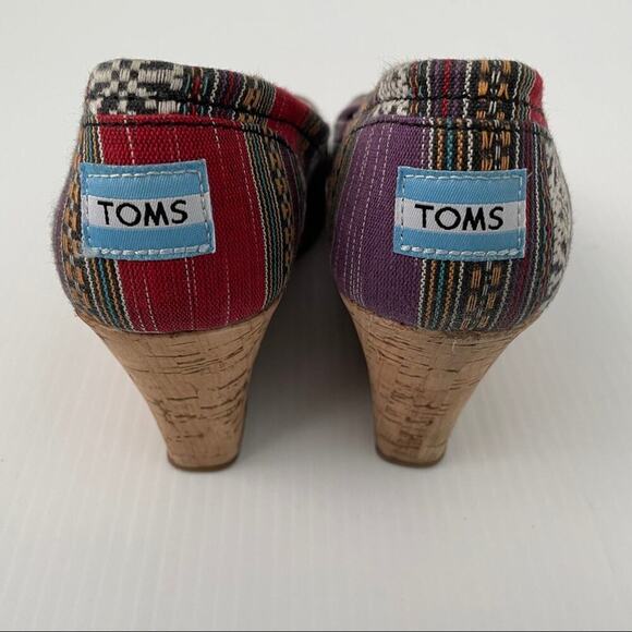 Toms multi color cork peep toe wedges - Picture 3 of 9